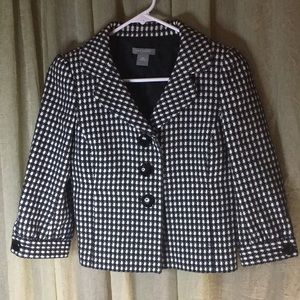 Ann Taylor Black/White Cropped Women's 3/4 Sleeve Jacket